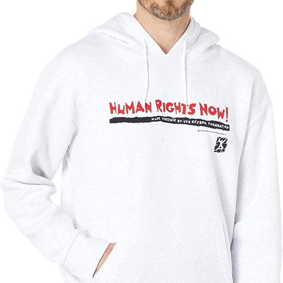 🆕Reebok Men's Training Essentials Graphic Hoodie, Large-Human Rights Now White - Picture 1 of 1